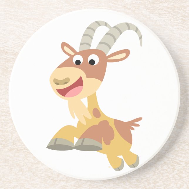 Go Goat!! (cute cartoon goat) Coaster (Front)