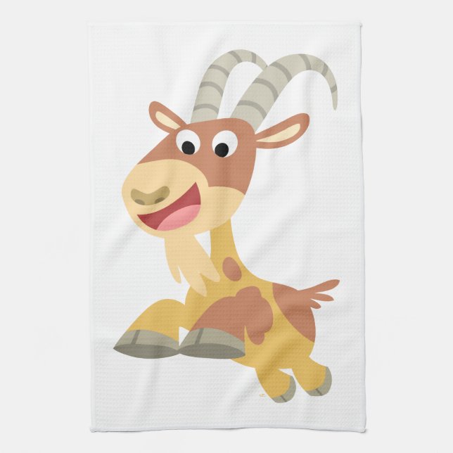 Go Goat!! (cute cartoon goat) Kitchen Towel (Vertical)