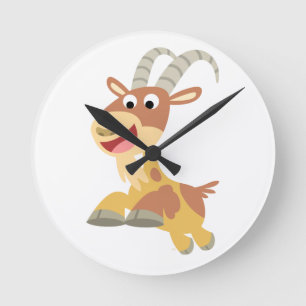 Go Goat!! (cute cartoon goat) Wall Clock