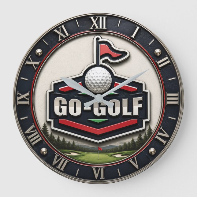 Go Golf  Modern Golfer Gift Large Clock (Front)