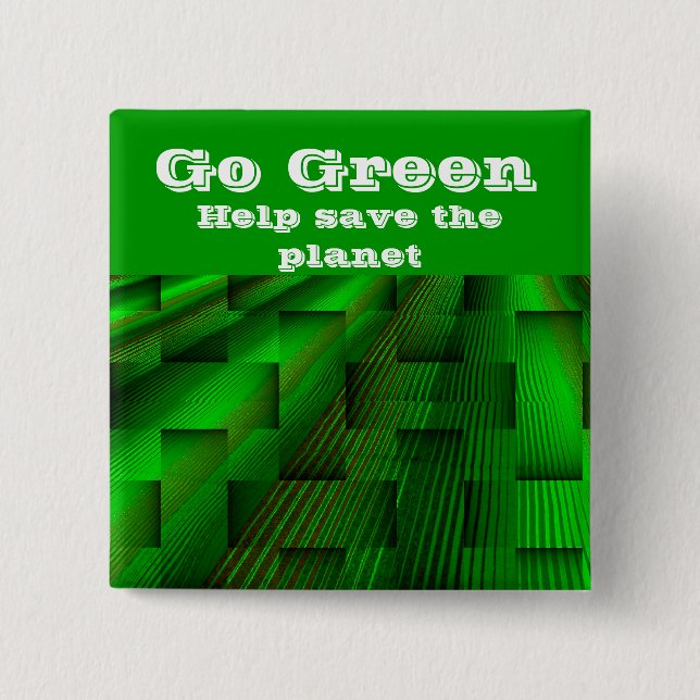 Go Green_ 15 Cm Square Badge (Front)
