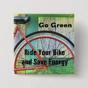 GO GREEN 15 CM SQUARE BADGE
