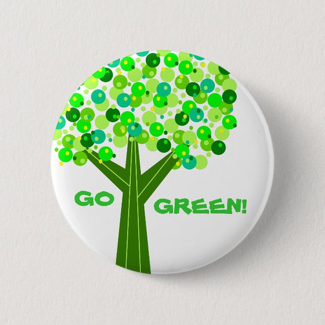 Go Green 6 Cm Round Badge (Front)