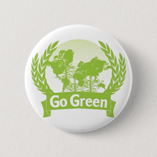 Go Green 6 Cm Round Badge (Front)