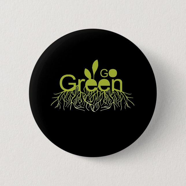 Go Green 6 Cm Round Badge (Front)