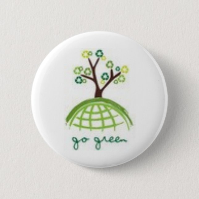 Go-Green 6 Cm Round Badge (Front)