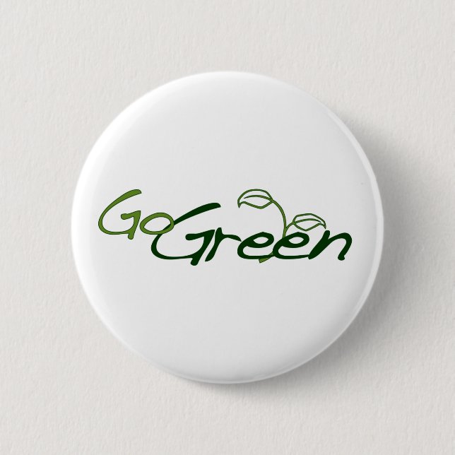 Go Green 6 Cm Round Badge (Front)