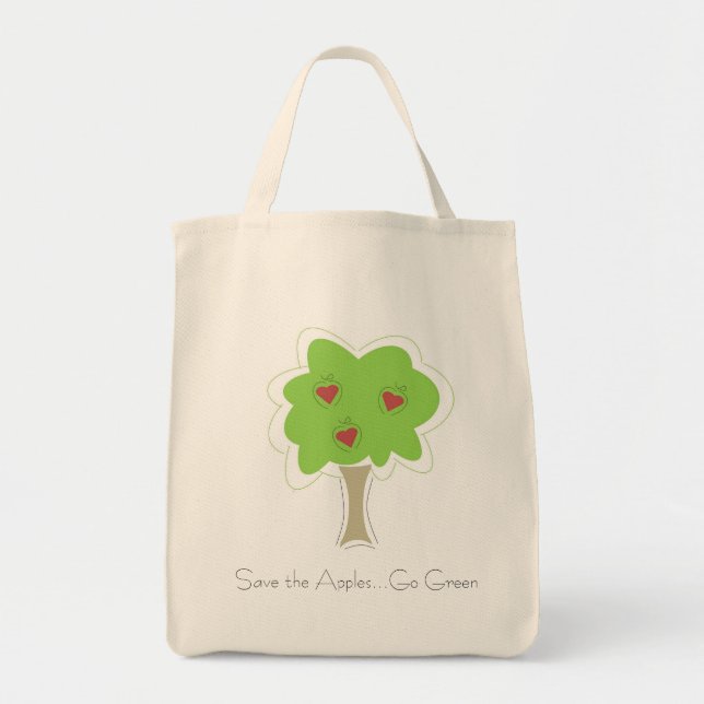 Go Green. Apple Grocery Bag (Front)