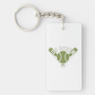 Go Green Baseball Design Key Ring