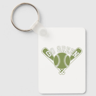Go Green Baseball Design Key Ring