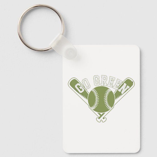 Go Green Baseball Design Key Ring (Front)