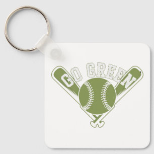 Go Green Baseball Design Key Ring