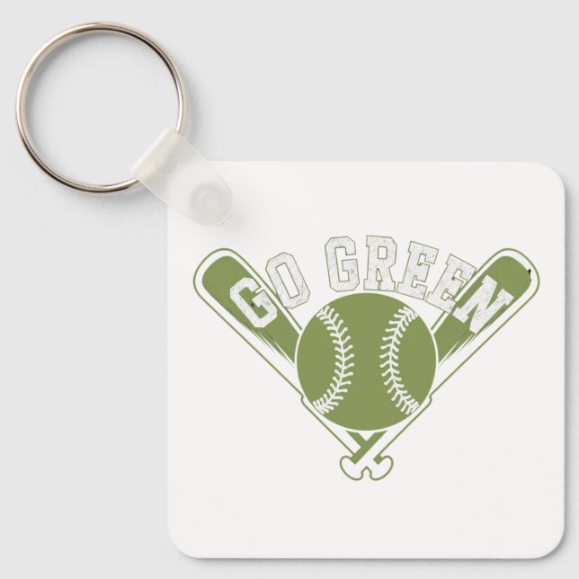 Go Green Baseball Design Key Ring (Front)