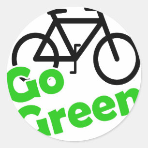 go green bicycle classic round sticker