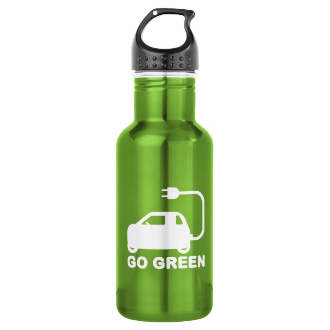 Go Green ~ Drive Electric Cars 532 Ml Water Bottle (Front)