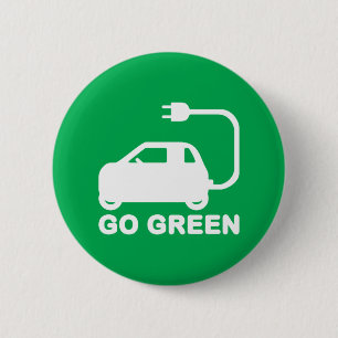 Go Green ~ Drive Electric Cars 6 Cm Round Badge