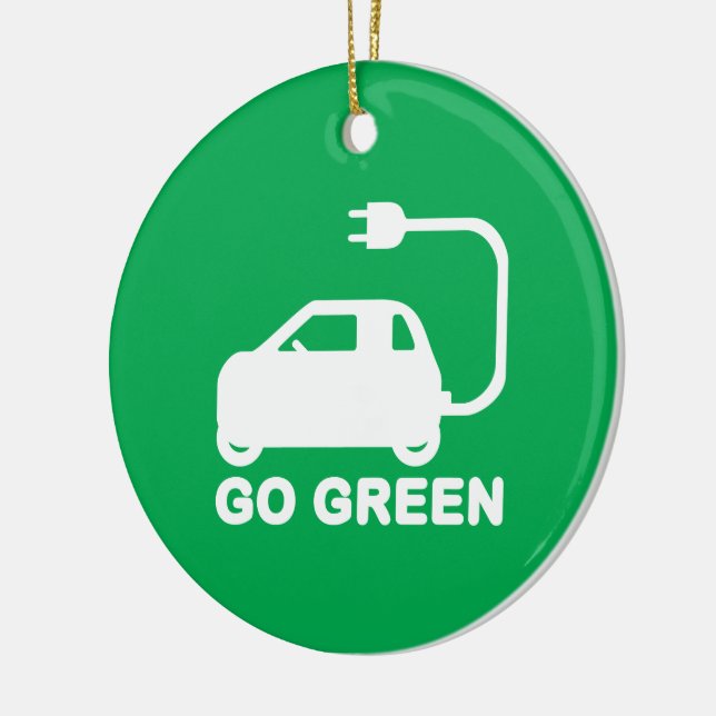 Go Green ~ Drive Electric Cars Ceramic Tree Decoration (Left)