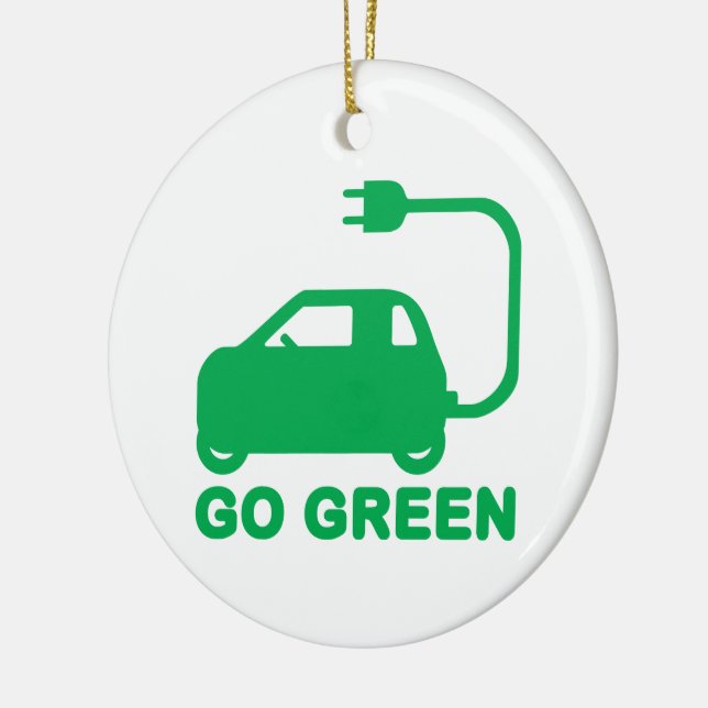 Go Green ~ Drive Electric Cars Ceramic Tree Decoration (Left)