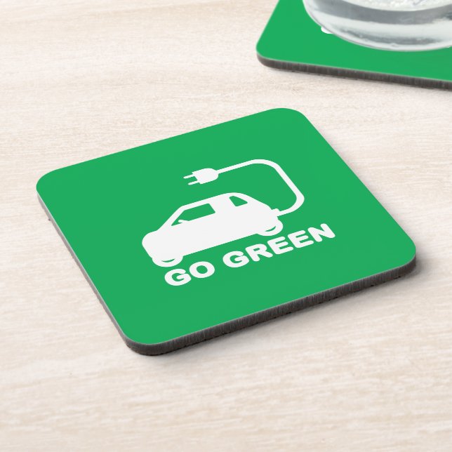 Go Green ~ Drive Electric Cars Coaster (Left Side)