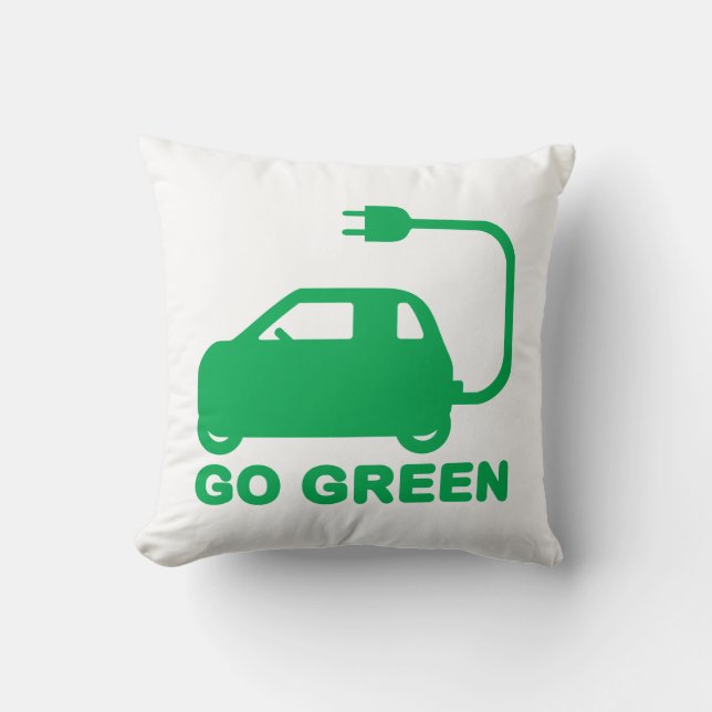 Go Green ~ Drive Electric Cars Cushion (Front)