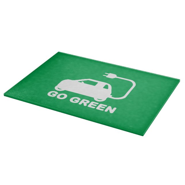 Go Green ~ Drive Electric Cars Cutting Board (Corner)