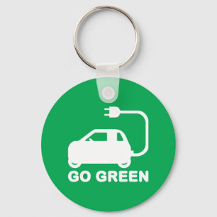 Go Green ~ Drive Electric Cars Key Ring