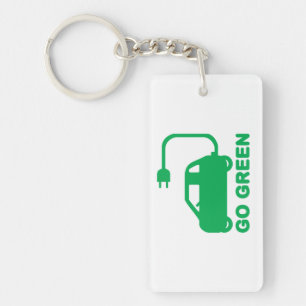 Go Green ~ Drive Electric Cars Key Ring
