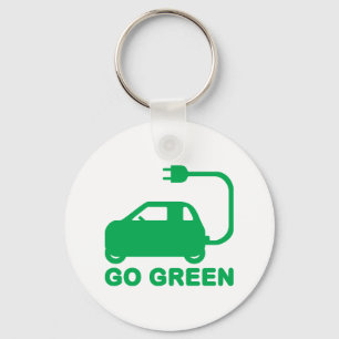 Go Green ~ Drive Electric Cars Key Ring