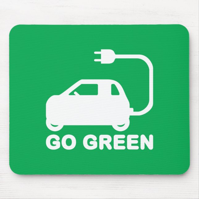 Go Green ~ Drive Electric Cars Mouse Mat (Front)