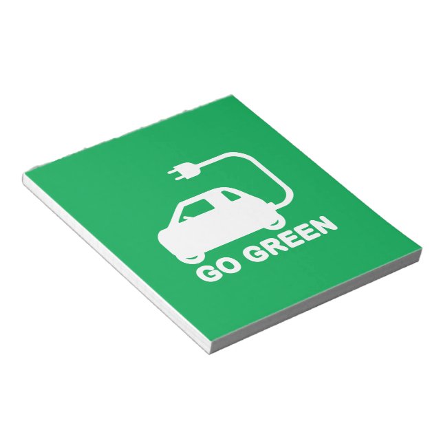 Go Green ~ Drive Electric Cars Notepad (Angled)