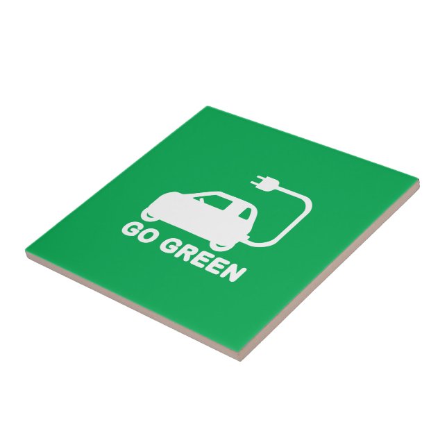 Go Green ~ Drive Electric Cars Tile (Side)