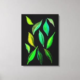Go Green eco leaves watercolor illustration Canvas Print