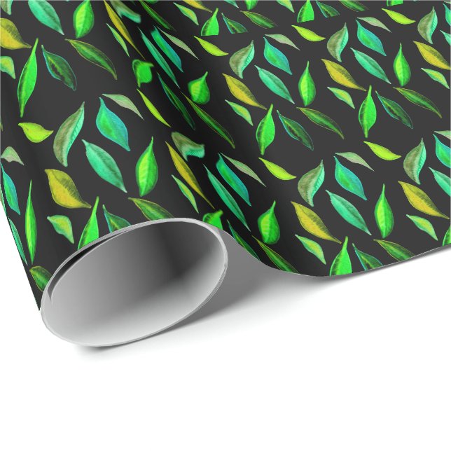 Go Green eco leaves watercolor illustration Wrapping Paper (Roll Corner)