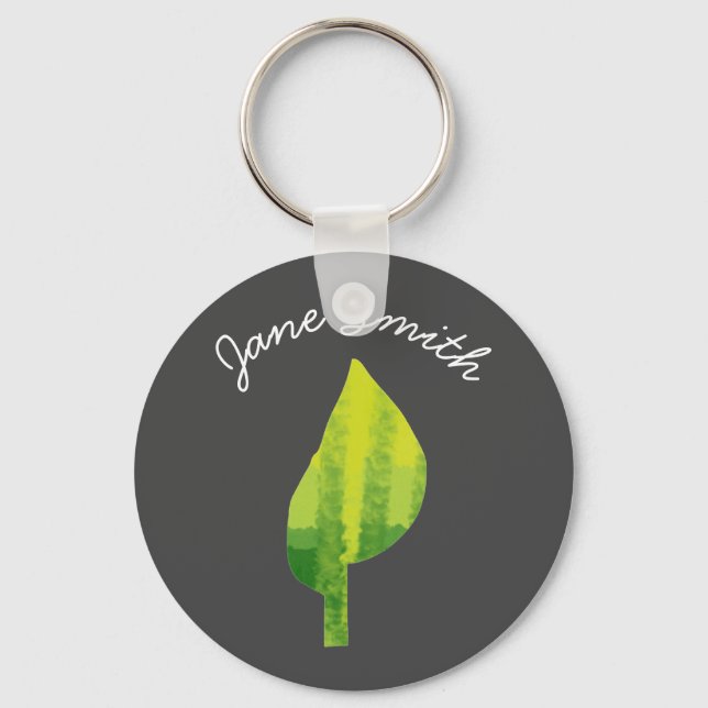 Go green eco nature leaf design key ring (Front)
