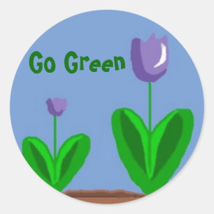 Go Green Flower Garden Classic Round Sticker