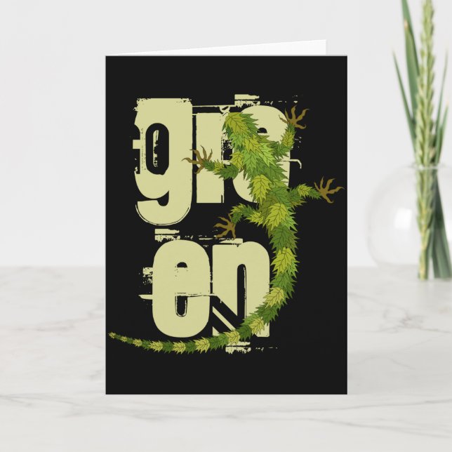 Go Green Iguana T Shirt  Card (Front)