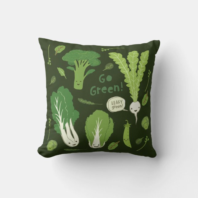Go Green! (Leafy Green!) Cute Veggies Cushion (Front)