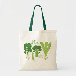 Go Green! (Leafy Green!) Happy Garden Veggies Tote Bag