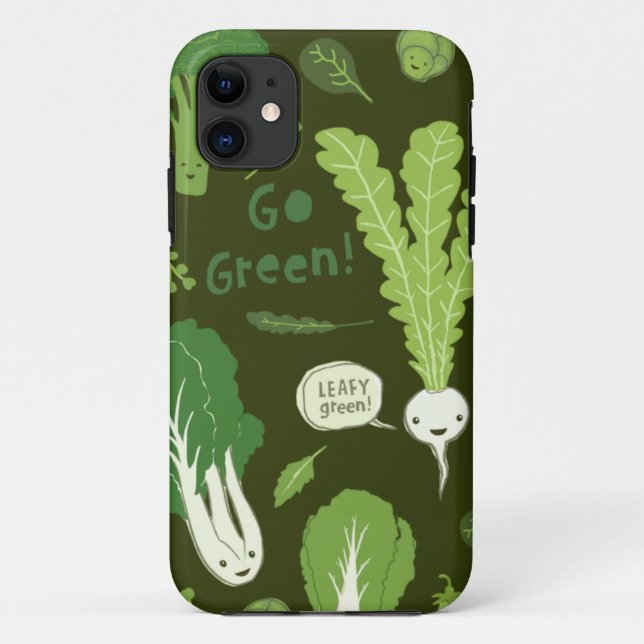 Go Green! (Leafy Green!) Happy Healthy Veggies Case-Mate iPhone Case (Back)