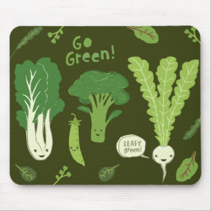 Go Green! (Leafy Green!) Happy Veggie Garden Mouse Mat