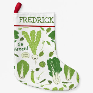 Go Green Leafy Green Veggies Custom Text Small Christmas Stocking