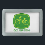 Go Green Rectangular Belt Buckle<br><div class="desc">Nothing runs like a bike. Simple,  efficient,  low-carbon transportation. Why use the car for short trips - go green!</div>