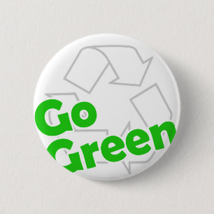 go green recycle 6 cm round badge