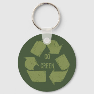 Go Green Recycle Logo Key Ring