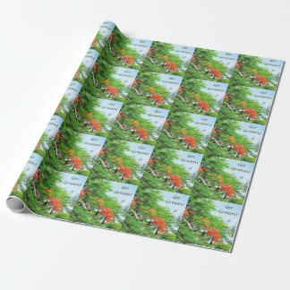 Go Green Red Flame Tree Wrapping Paper