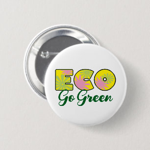 Go Green Retro Eco Design 6 Cm Round Badge