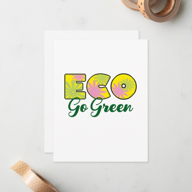 Go Green Retro Eco Design Card (Front/Back In Situ)