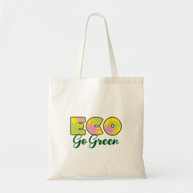 Go Green Retro Eco Design Tote Bag (Front)