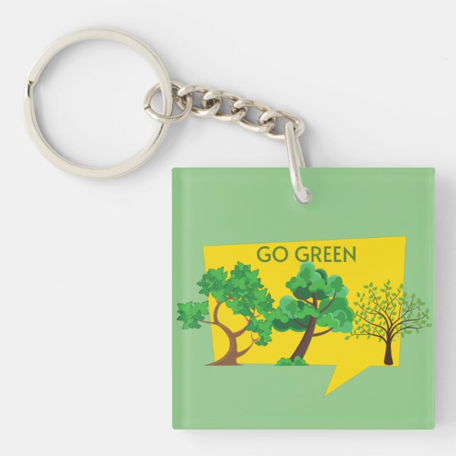 Go Green, Save The Planet Hoodie Key Ring (Front)