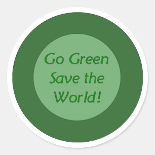 go green save world classic round sticker